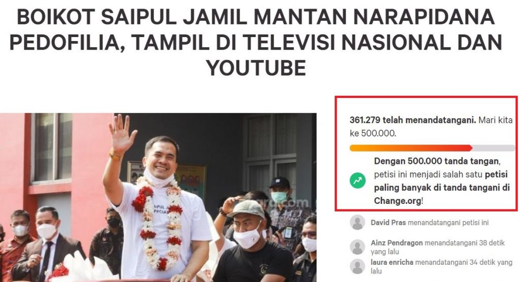 petisi boikot saiful jamil